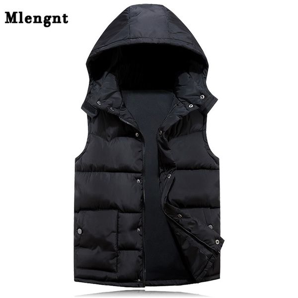 

cotton hoodie vest for men winter warm thick casual windbreaker kids 3 colors red sleeveless jacket male classic waistcoat 210925, Black;white