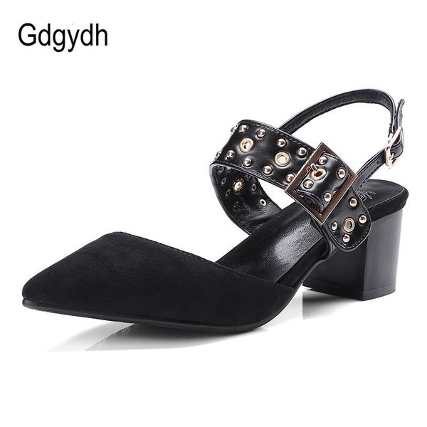 

dress shoes gdgydh comfort pointed toe women rivet mid heels fashion office for working block heel black punk large size