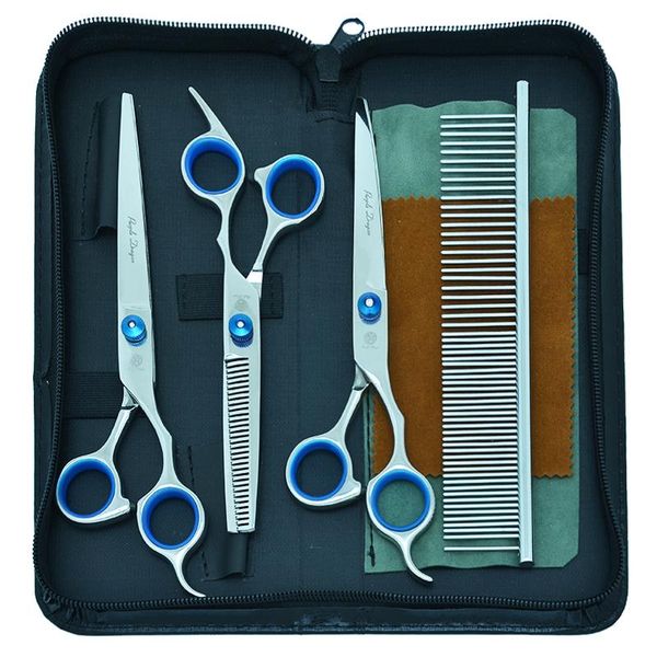

hair scissors purple dragon pets grooming 7.0" straight curved dog cutting 6.5" thinning shears animals trimmers b0005b