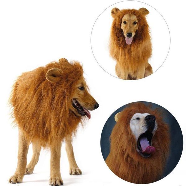 

lion mane wig with ears for large dog halloween clothes fancy dress up pet costume supplies lad-sale apparel