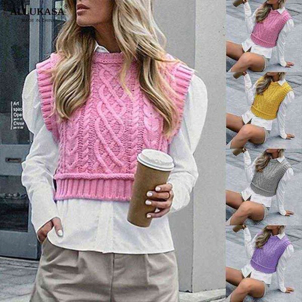 

2022 autumn women casual sweater turtleneck pink knitted pullover vest chic lady sleeveless sweaters girls cute jumpers, White;black