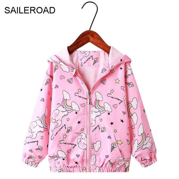 SAILEROAD Giacca rosa con trench coat con cerniera 2-9 anni Felpa con cappuccio per bambina Capispalla per bambini Abbigliamento moda per bambini Abbigliamento per bambini 211204