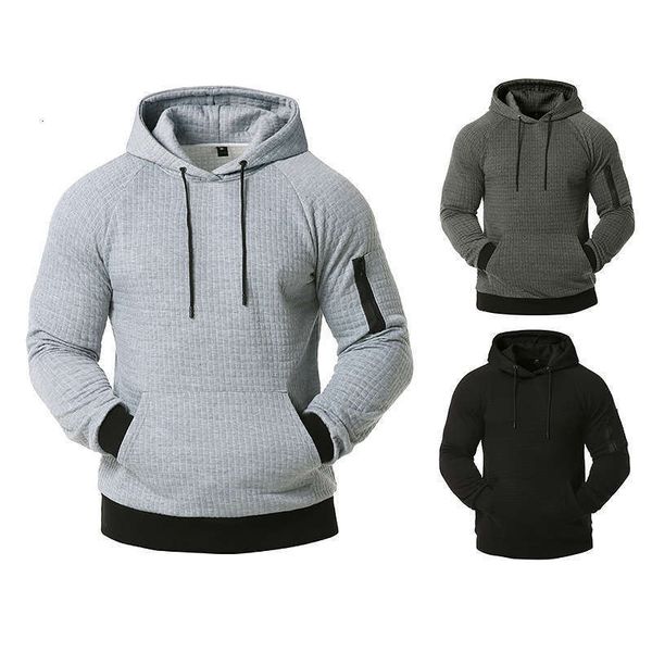 

cut men's out tracksuits silk wool sports casual hooded sweater coat, Gray