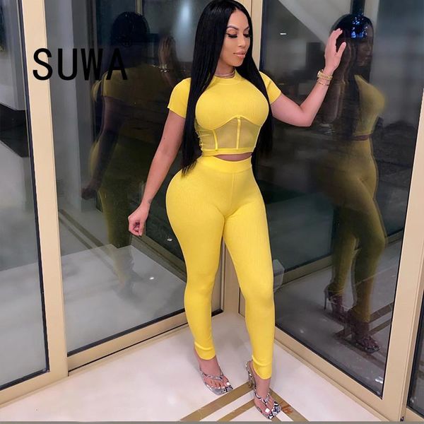 

tracksuit women two piece matching set slim-fit t-shirt + skinny stacked pants trousers street evening party clothes dress, White