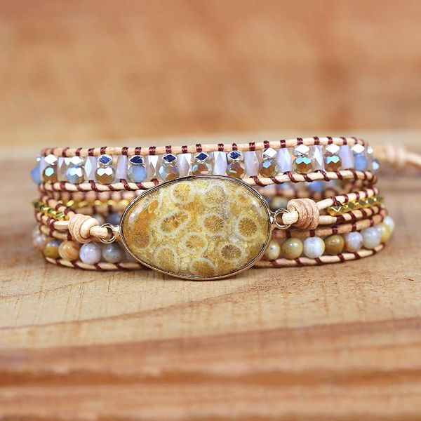 

tennis 2021 vintage mixed chrysanthemum stones charm 3 strands wrap bracelets yoga energy jewelry drop, Golden;silver