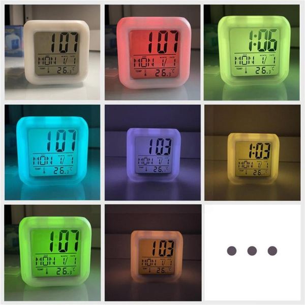 

other clocks & accessories 1pc led kids alarm clock 7 colors changing digital children cube desk gadget night glowing gift a t8f