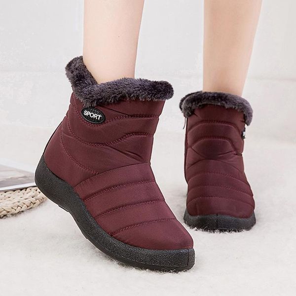

snow winter women shoe plush warm ankle boots waterproof woman hye9, Black