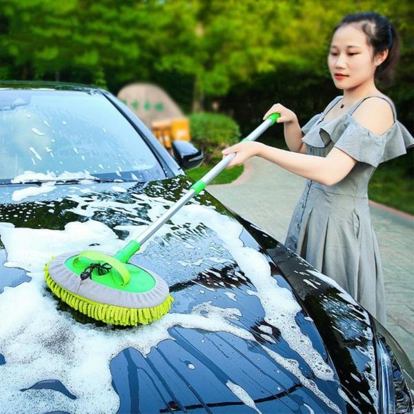 

car sponge chenille washing mop three-section handle buffing brushing for vehicles