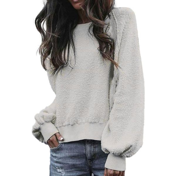 

women's hoodies & sweatshirts solid color pullover thickening coat women casual loose sweater long sleeve blouse t-shirt outwear shirt, Black