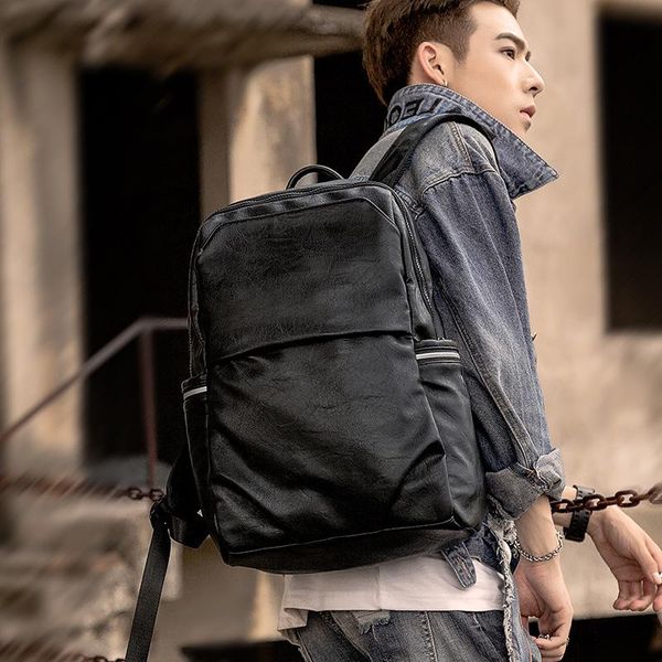 

backpack pu men's trend large capacity travel bag korean leisure young student schoolbag computer