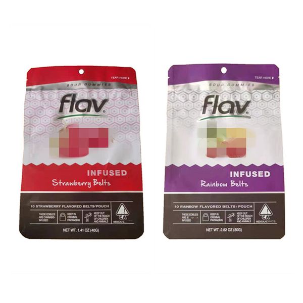 

flav strawberry belts pouch packing bags rainbow belt gummies sour sours package packaging candy mylar bag medicated gummy