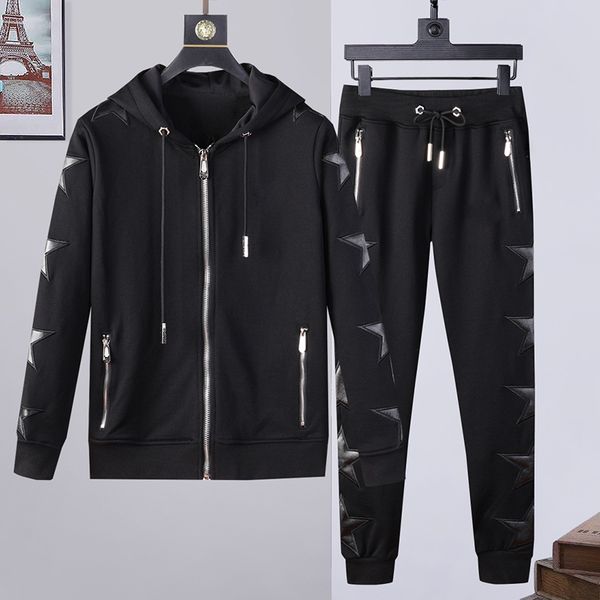 

21ss designer tracksuits mens skull cardigan jacket+pants 2 piece sets summer casual punk sweatshirts print letter skateboard clothing long, Gray