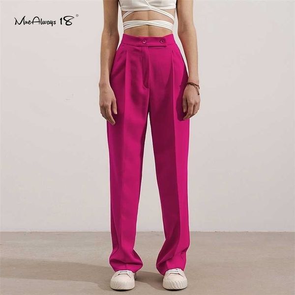 

mnealways18 elegant rose pink ladies high waisted pleated trousers zip wide legs pants women spring classy female 211115, Black;white