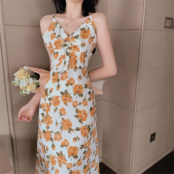 

casual dresses sleeveless spaghetti strap chiffon boho beach dress women summer floral print v-neck big swing party vestidos female, Black;gray