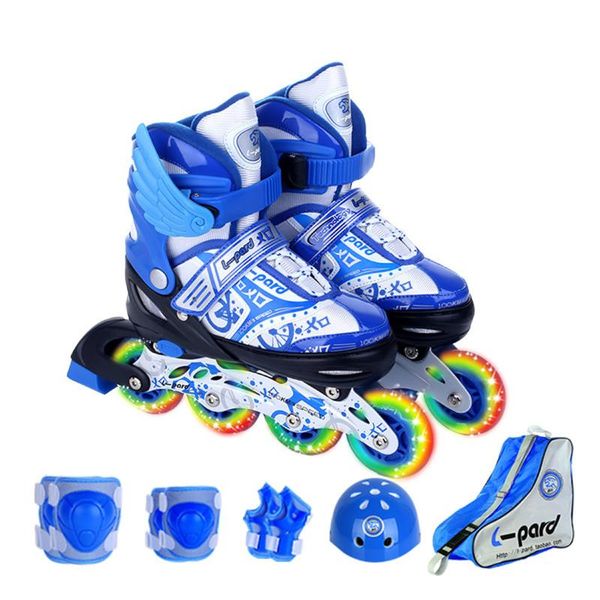 

flash pu-roller inline skates kids roller set sneaker outdoor children silding safe patins sport shoes size 31-42 &