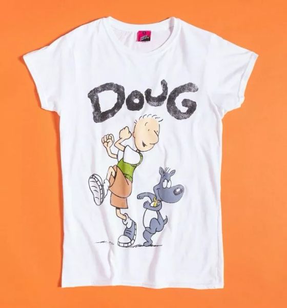 

official women's nickelodeon doug white fitted t-shirt, White;black