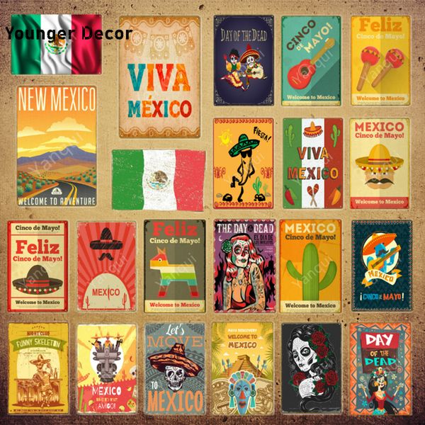 

mexican travel poster mexico flag metal tin signs feliz cinco de mayo maya viva wall sticker bar pub club home decor yi-173