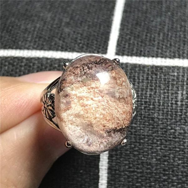 

cluster rings natural colorful phantom quartz ring jewelry for woman man crystal silver love 19x15mm oval beads fashion adjustable, Golden;silver