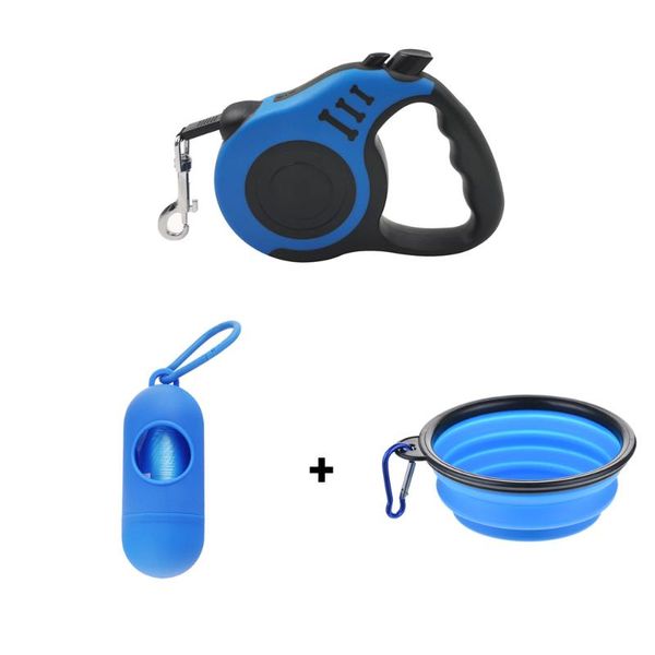

retractable dog leash waste bag dispenser and bags + bowl heavy duty walking for dogs pet puppy 3m/5m collars & leashes