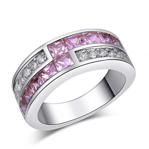 

mens and womens ring cao shi's fashionable pink zircon, Golden;silver