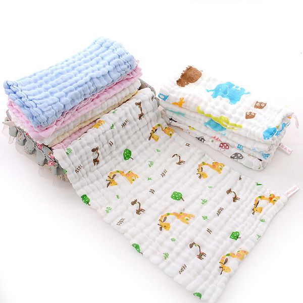 

handkerchief six layer gauze foam cotton children's infant fold wash printed face towel, White