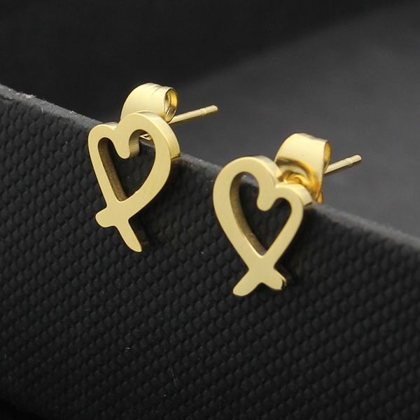 

new titanium steel earrings 18k gold rose silver heart-shaped earrings for men and women and lovers gifts, Golden;silver