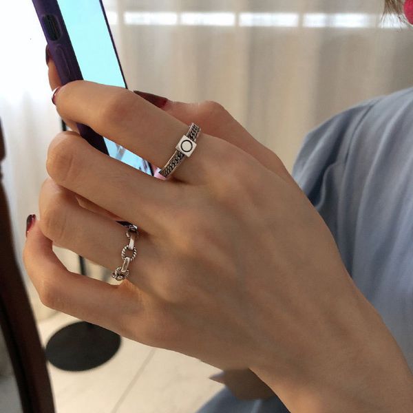 

korean jewelry chain opening ring female personality design simple fashion old index finger men, Black