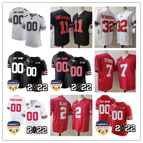 

mens 2022 playoff college ohio state buckeyes football jersey 11 jaxon smith-njigba 1 justin fields 7 c.j. stroud 2 chris olave 4 julian fle, Black