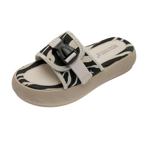 

slippers korean version of the 2021 summer casual daddy sandals female ins tide beach sports platform shoes, Black