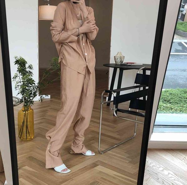 

pants trousers louvre summer korean net red temperament v-neck shirt suit straight tube leggings fashion show thin two piece, Black;white