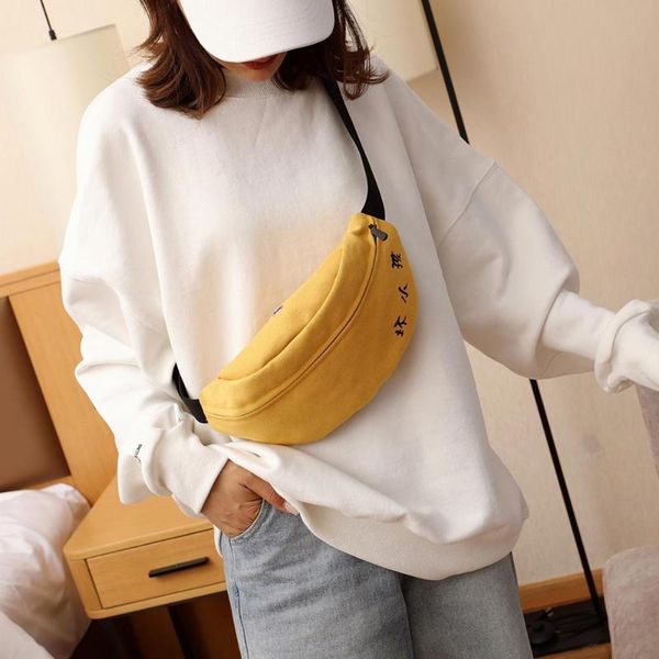 

sports canvas waist bag fanny casual chest packs women purse zip shoulder crossbody bolsas feminina bags