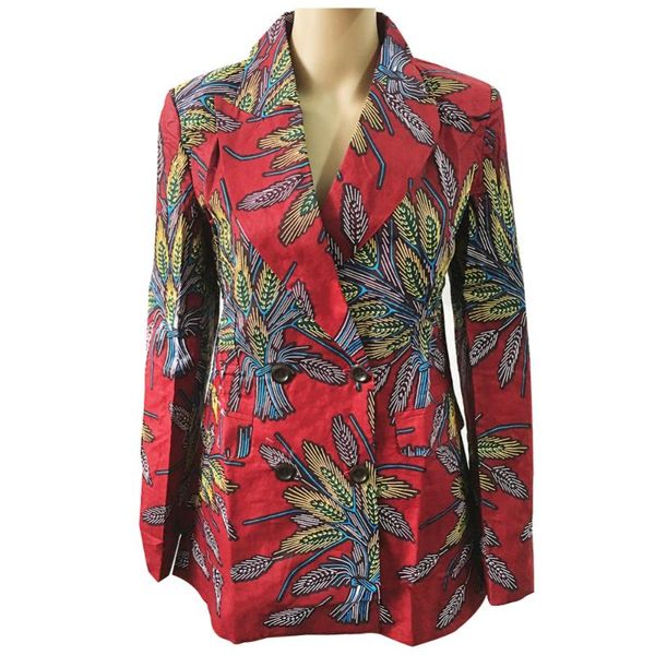 

women's trench coats limited edition fall vintage african clothing wax cotton blazer printed jacket coat, Tan;black