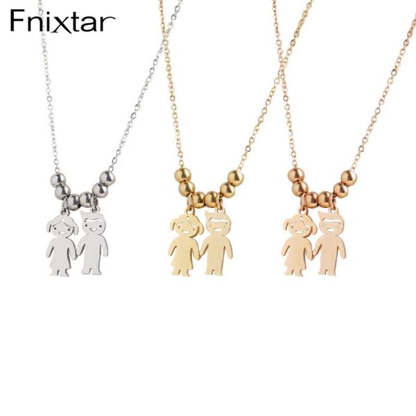 

pendant necklaces fnixtar 20pcs/lot cute boys girls necklace customizable name word stainless steel chain for lovers family gifts, Silver