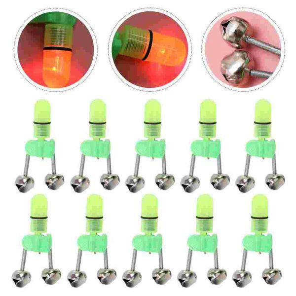

bike horns 10pcs led fishing alert bells thread night accessories (green)