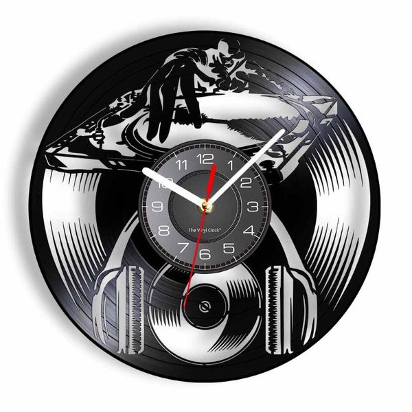 

wall clocks dj live mixer music record clock djing machine night club disco decor jockey audio nightlife art silent watch
