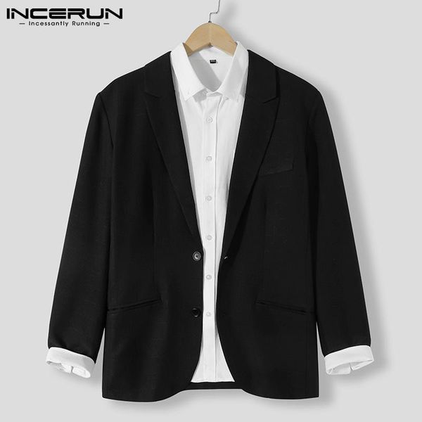 

men's suits & blazers 2021 autumn men striped blazer turn down collar harajuku button long sleeve streetwear elegant casual coats incer, White;black