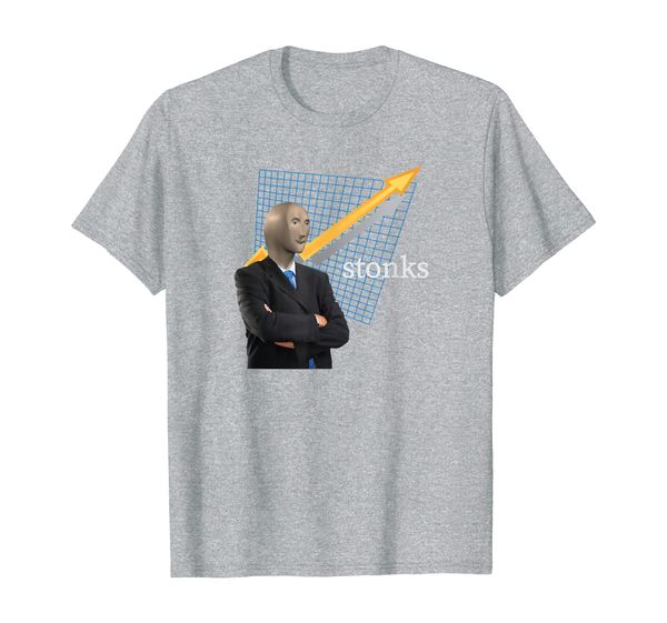 

stonks meme man funny stock trader wallstreetbets apparel t-shirt, White;black