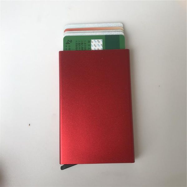 

card holders automatic business aluminum alloy id case anti-theft wallet travel cash money holder, Brown;gray