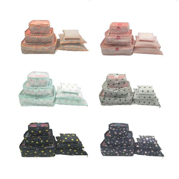 

6pcs travel bags multifunctional waterproof moisture-proof clothes storage luggage organizer pouch packing cube creative pattern