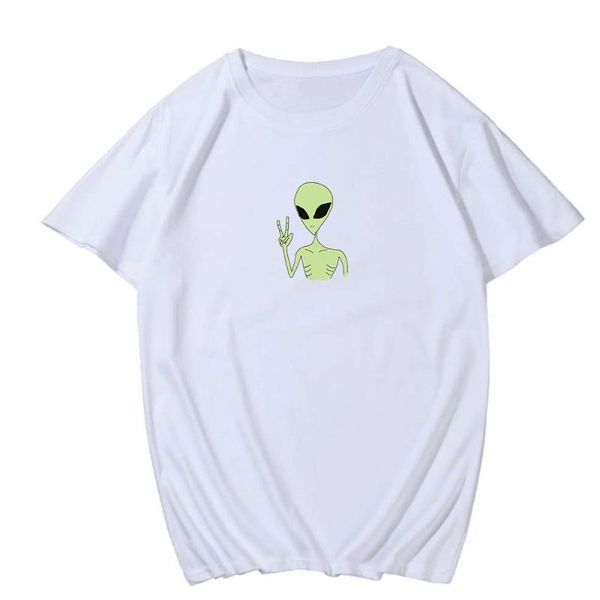 

women's t-shirt women fashion alien graphic womens cute tshirts girl laides tumblr tee hipster clothing female t shirt letter print, White
