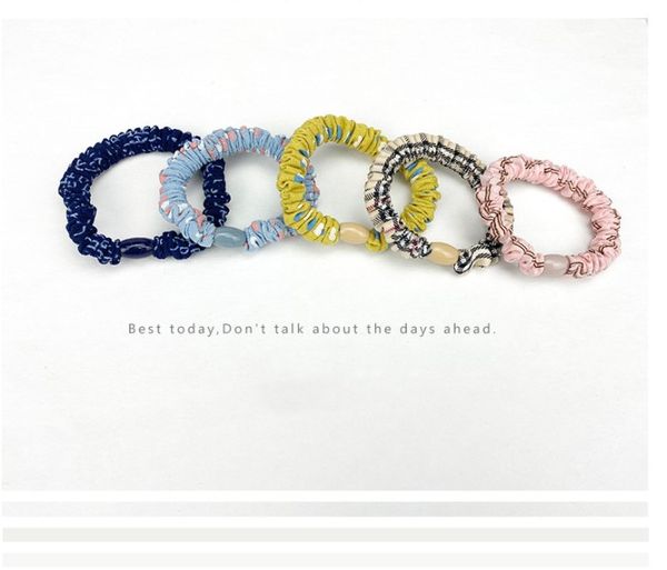 

european and american simple printing hair circle pony tails holder small large intestine creative rubber band, Golden;silver