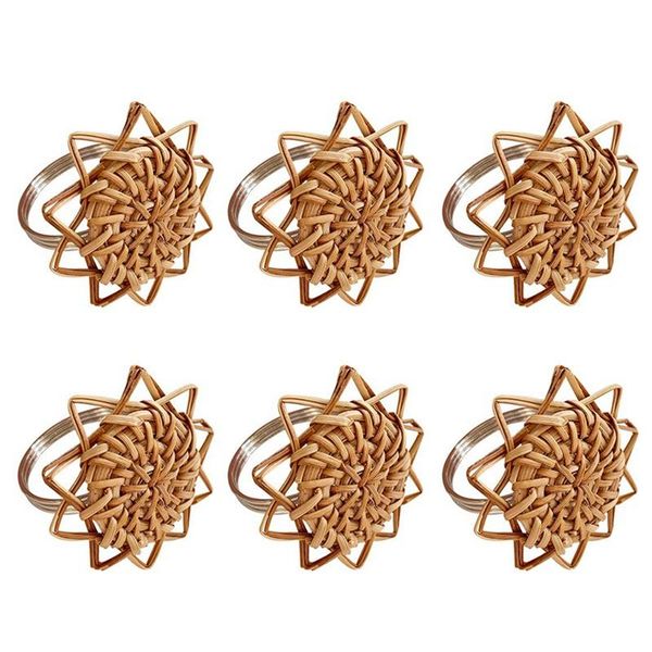 

napkin rings woven rattan set of 6, handmade vintage ring, holders sunflower serviette buckles