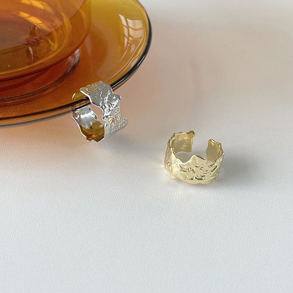 

wedding rings european and american ins creative golden network personality tin foil texture irregular ring female retro metal simple, Slivery;golden