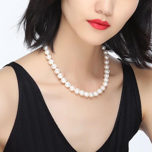 

european jewelry style simple imitation pearl short 10mm shell beads necklace chokers, Golden;silver