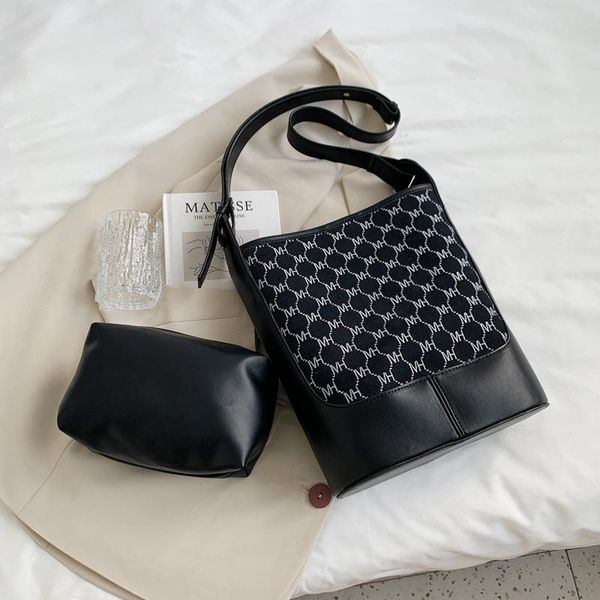 

evening bags bag for women texture bucket tote 2021 retro fashion handbag shoulder hong kong style large capacity female