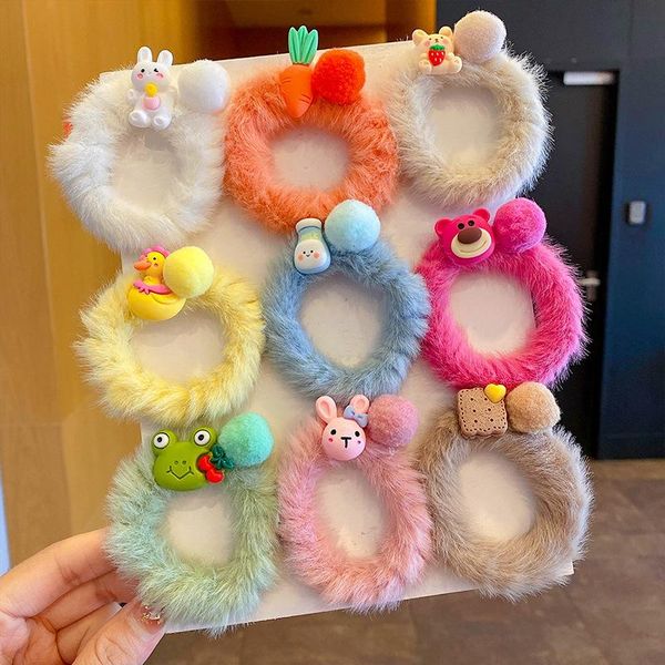 

hair accessories cartoon kids headband cute winter girl rubber band fashion elasticity tiara designer ponytail holder accesorios, Slivery;white
