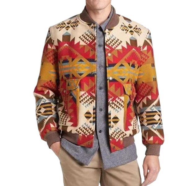 

men's jackets loose round neck printed youth jacket outerwear men bomber single breasted printing color cazadora hombre, Black;brown
