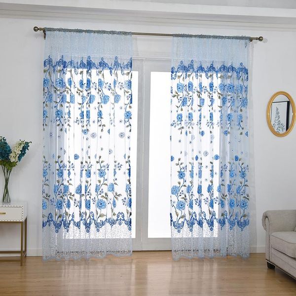 

curtain & drapes 100x200cm floral peony sheer window gauze decoration for living room