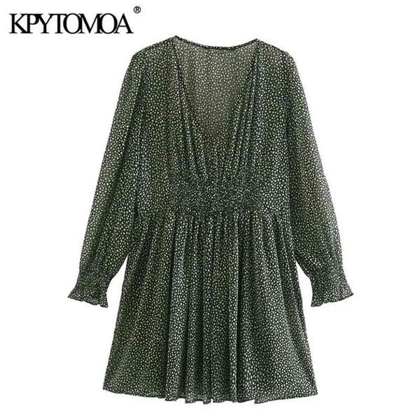 

women chic fashion print ruffled mini dress vintage long sleeve with lining female dresses vestidos mujer 210421, Black;gray