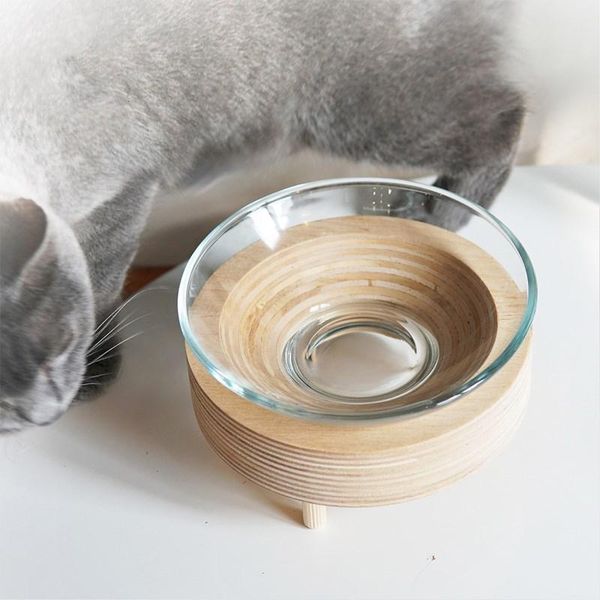 

glass cat bowls heighten anti-tipping small dog feeder natural birch bowl rack tempered accessories & feeders
